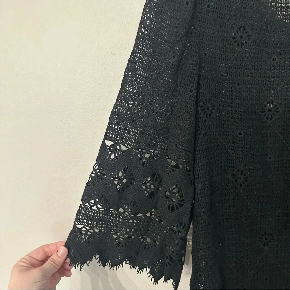 Eberjey Havanera Georgia Black Lace Dress or Swimsuit Coverup w/ Belt S/M NWT